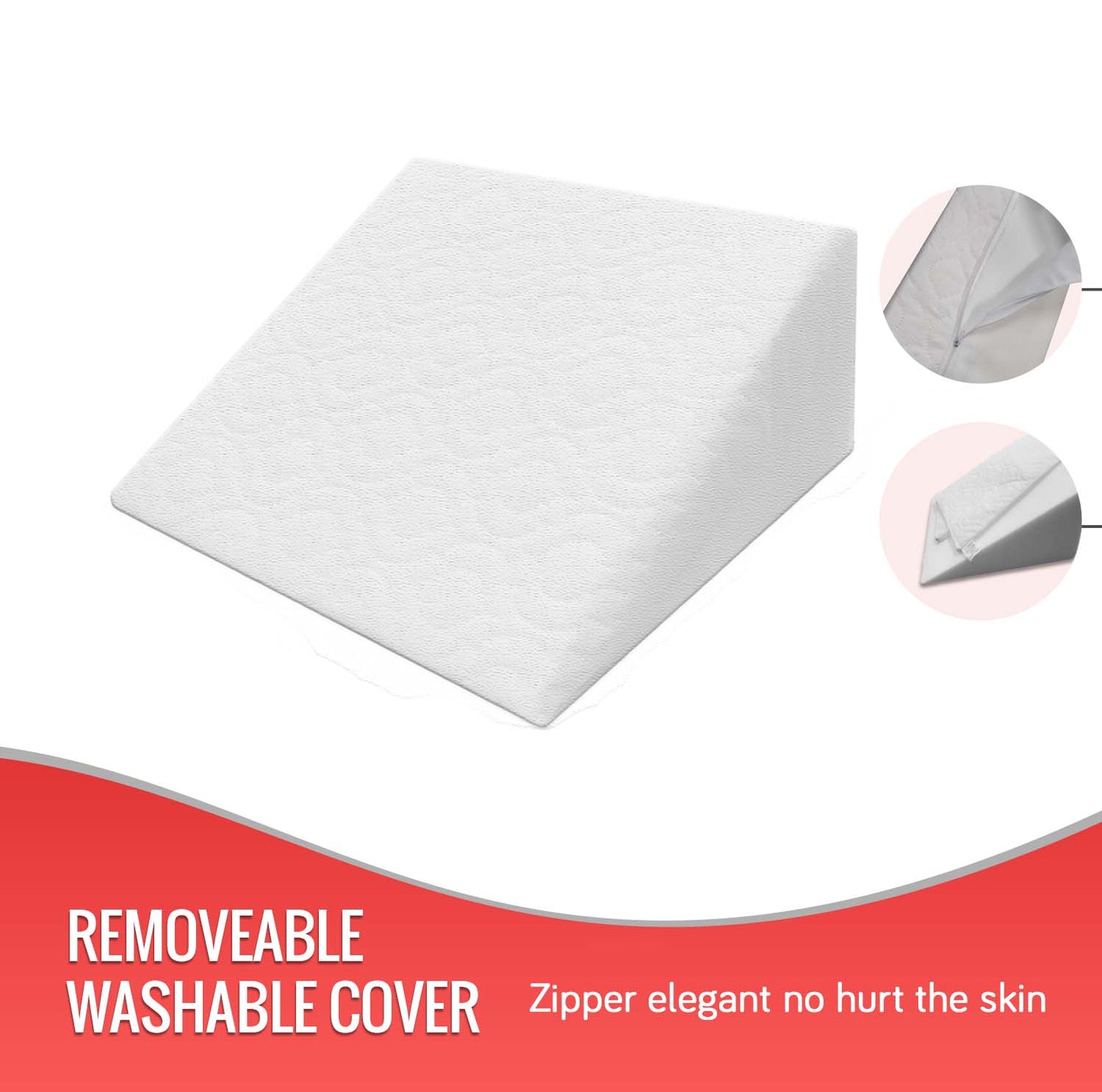 Reclining Orthopedic Hybrid Foam Wedge Pillow for Greater Comfort with Zip Cover