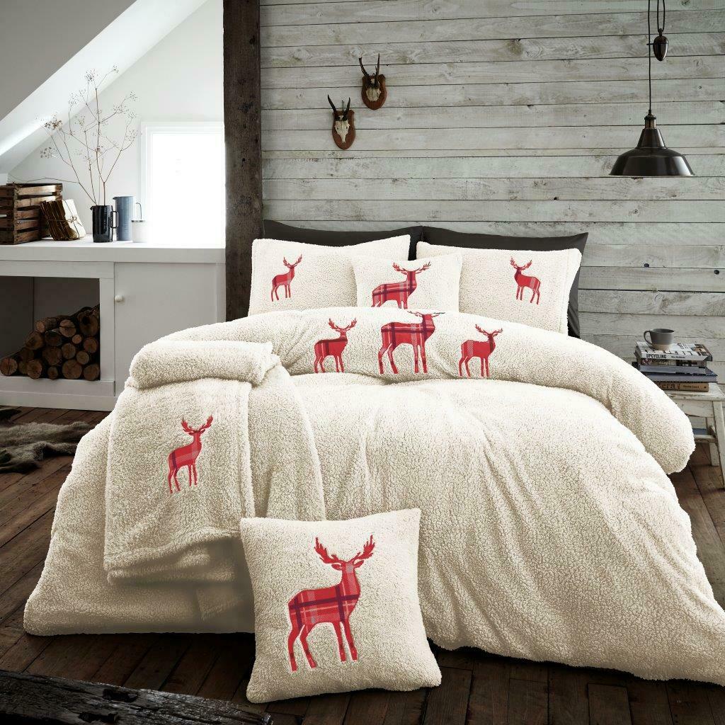 Embroided Stag Original 4.5 Tog Teddy bear Duvet Set Warm Cosy Quilt Bedding Set