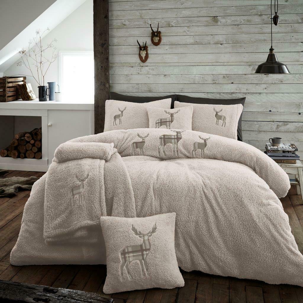 Embroided Stag Original 4.5 Tog Teddy bear Duvet Set Warm Cosy Quilt Bedding Set