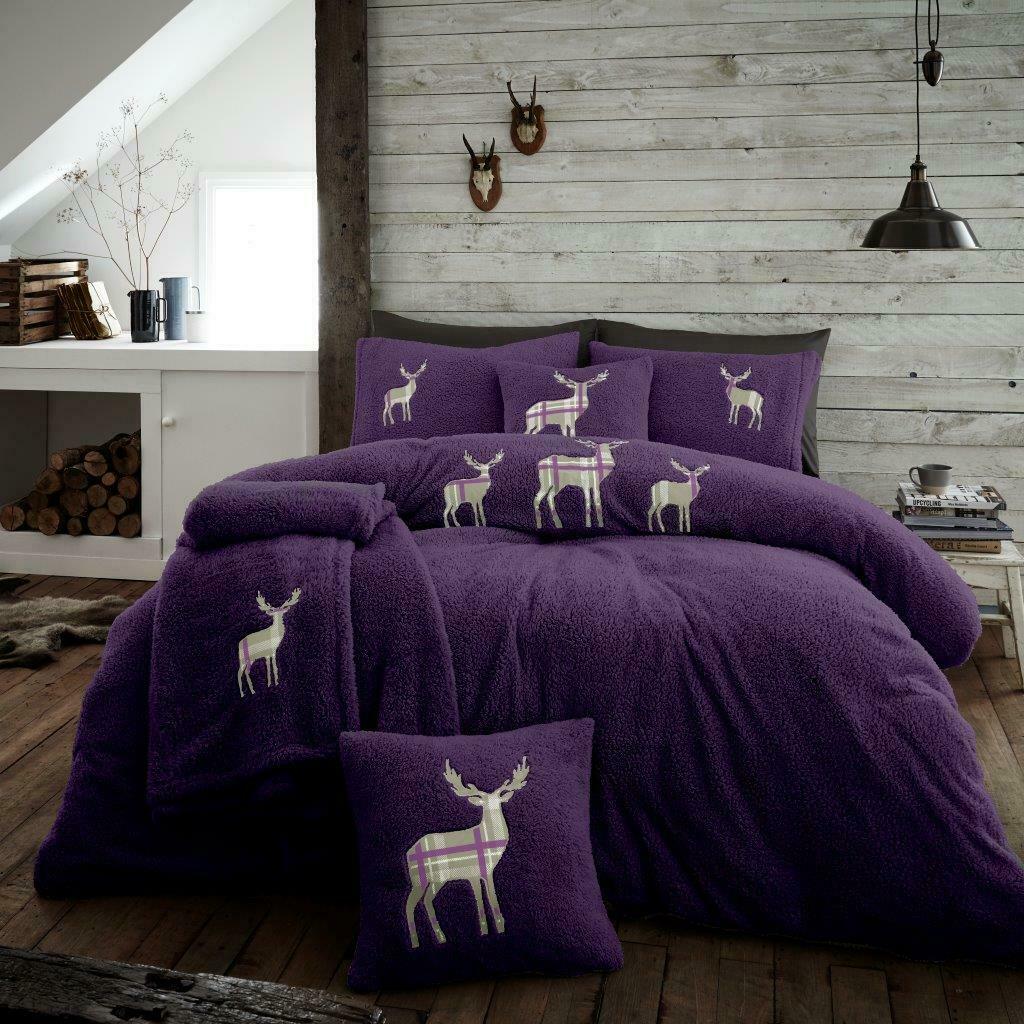 Embroided Stag Original 4.5 Tog Teddy bear Duvet Set Warm Cosy Quilt Bedding Set