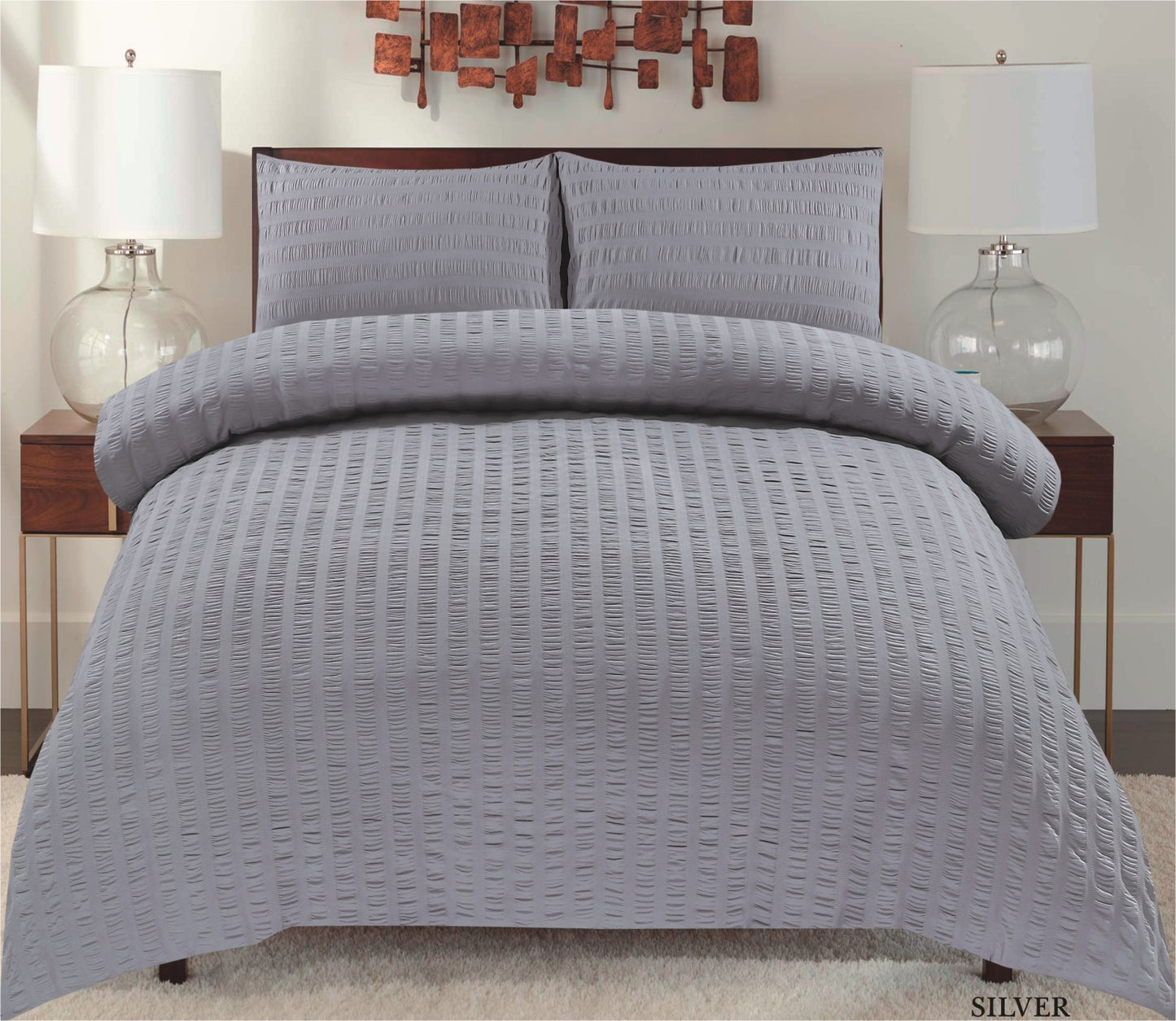 Seersucker Duvet Cover and Fitted Sheet