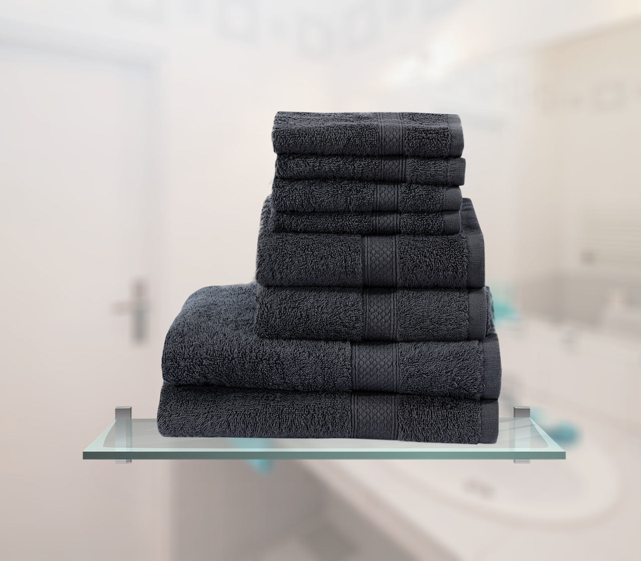 Luxury 600GSM Genuine 100% Combed Fluffy Cotton 8 pcs Towel Bale SET UK Stock