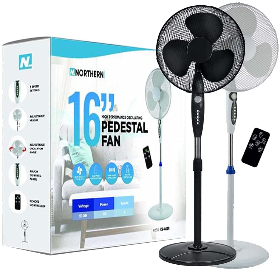 16" Pedestal Oscillating Round Base Standing Electric Fan ( Remote Control )