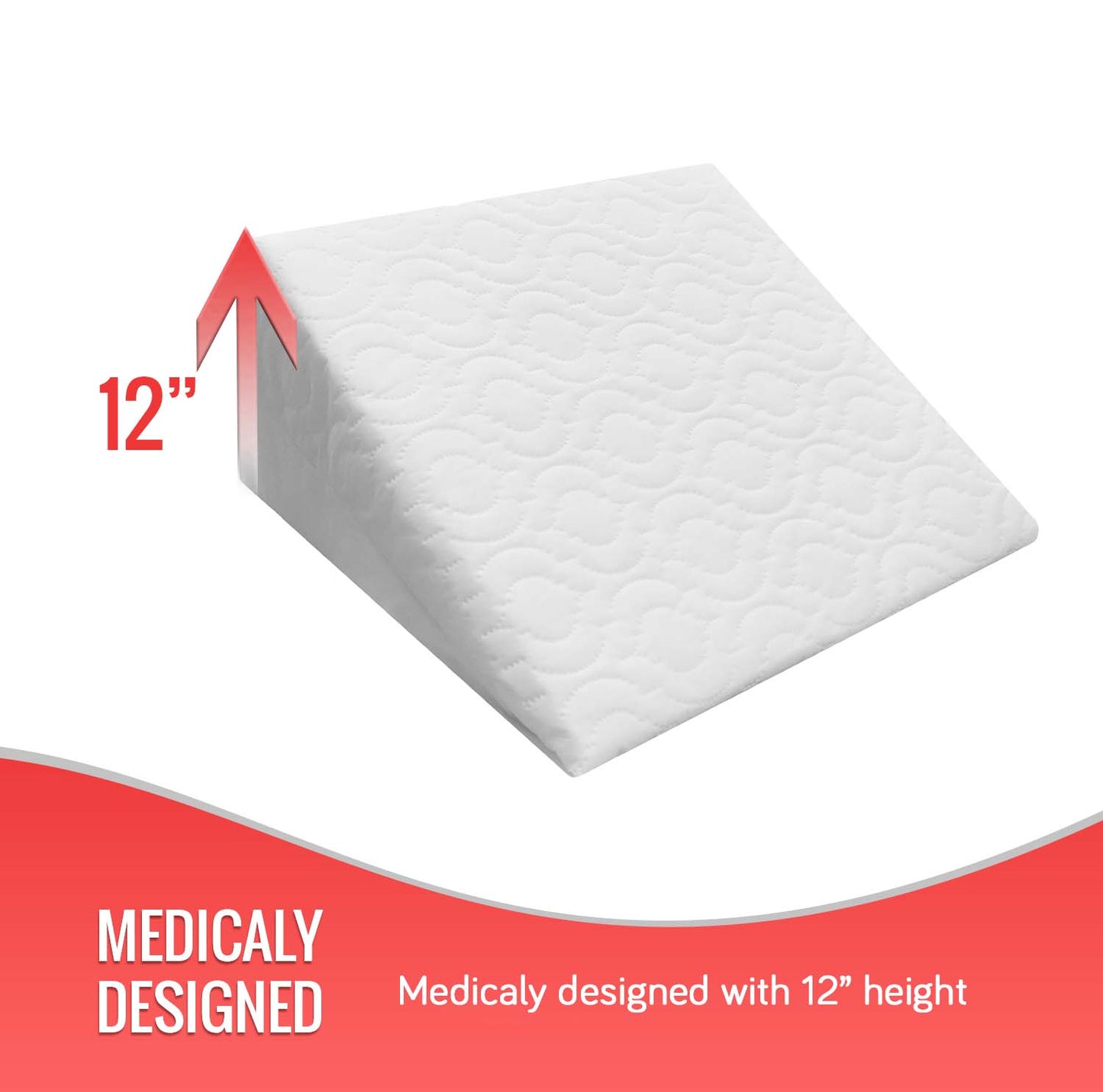 Reclining Orthopedic Hybrid Foam Wedge Pillow for Greater Comfort with Zip Cover