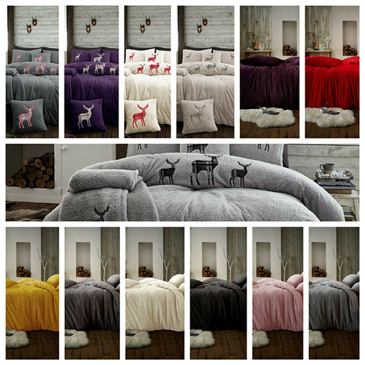 Embroided Stag Original 4.5 Tog Teddy bear Duvet Set Warm Cosy Quilt Bedding Set